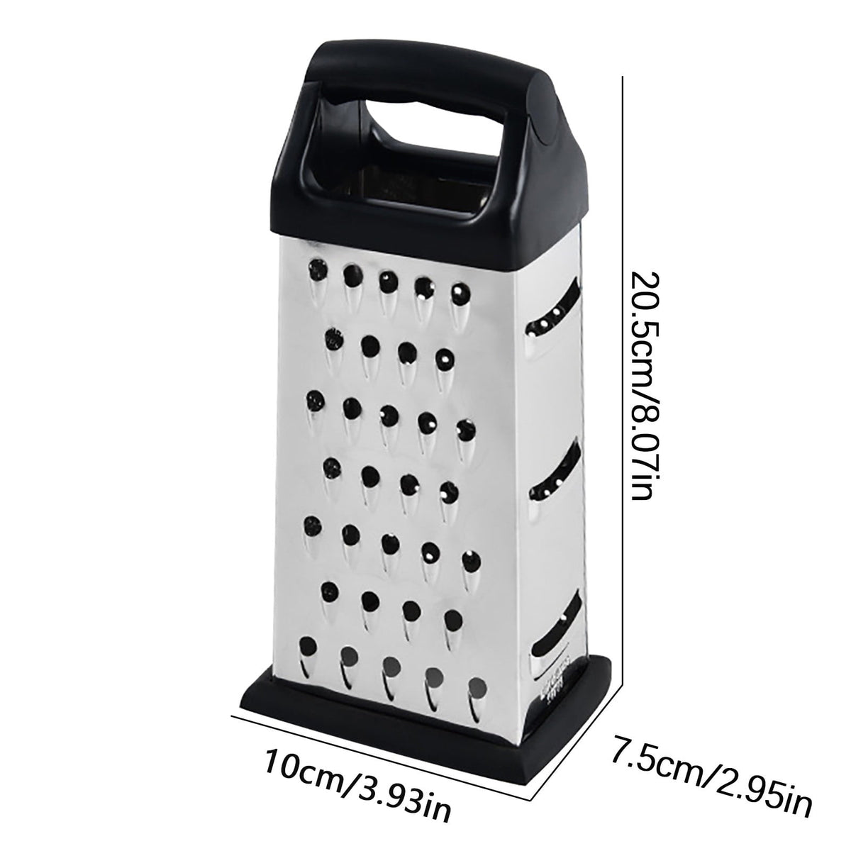 Four-Sided Box Grater, Stainless Steel with Fine, Medium and Coarse Faces and Comfort Handle - Image 2