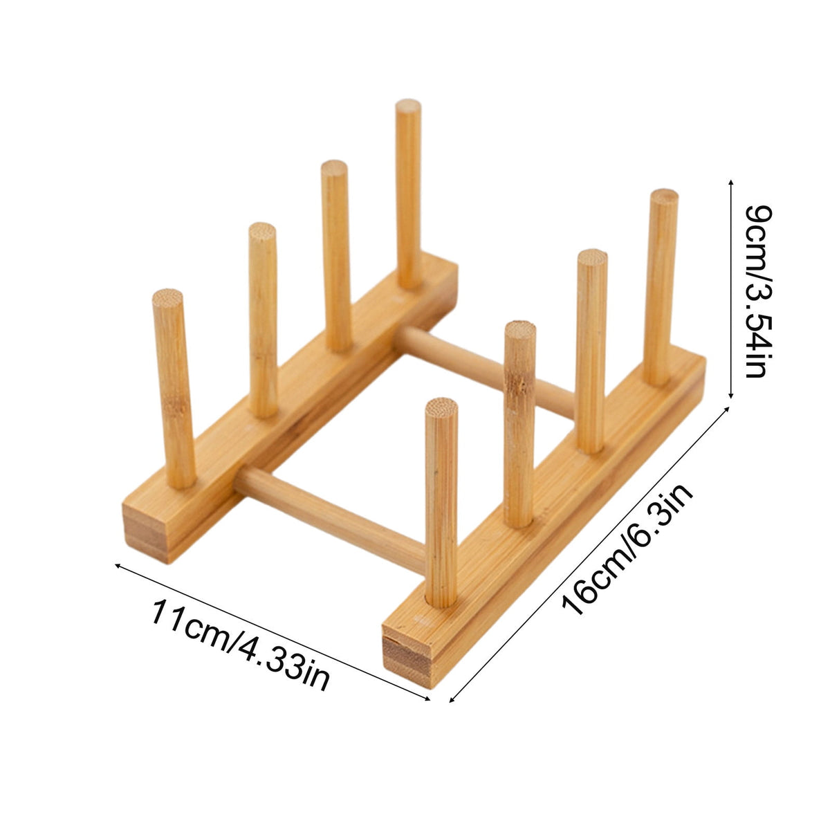 Wooden Countertop Plate and Cutting Board Rack, Small Ladder Stand for Dishes and Lids, Khaki, 16 x 11 x 9 cm - Image 3